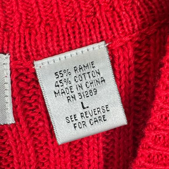 Baxter & Wells Vtg Cotton Blend Red Cable Knit V-Neck Button Up Sweater Vest L - Picture 5 of 6